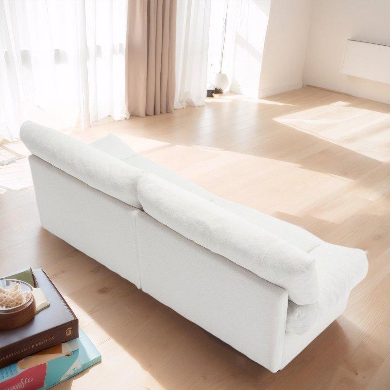 Gri Beyaz Kadife Kapitoneli Kolsuz Bulut Tasarım Bohem Koltuk - 246x86x90 cm - 285536