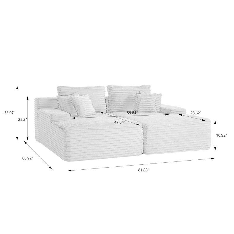 Gri Beyaz Kahverengi Kumaş Yastıklı Modüler U Şeklinde Köşe Koltuk - 208x170 cm - 255784