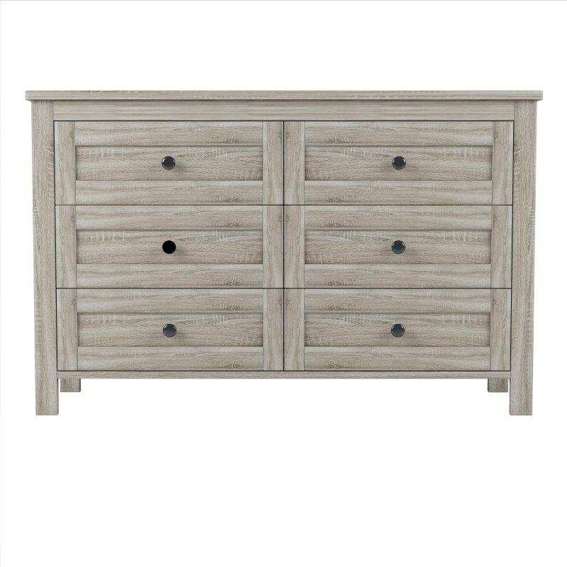 Gri Beyaz Yonga Levha 6 Çekmeceli Retro Şifonyer - 134 cm - 308397
