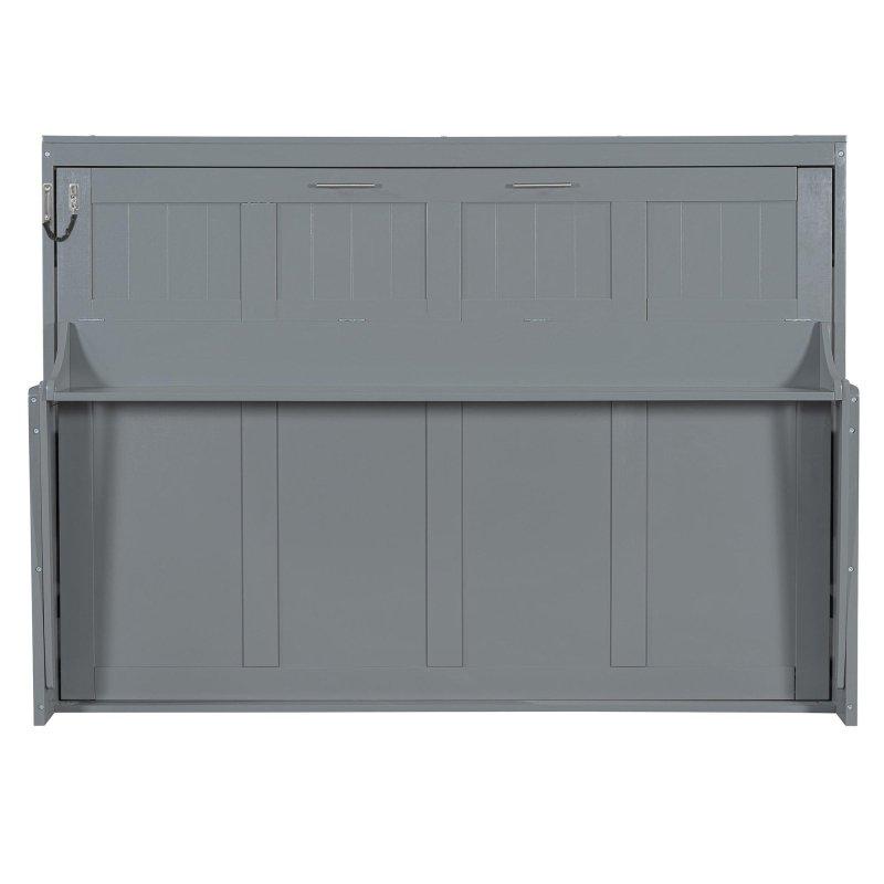 Gri Çam Ağacı ve MDF Dahili Masalı Hidrolik Mekanizmalı Duvar Yatağı - 212x154 cm - 266714