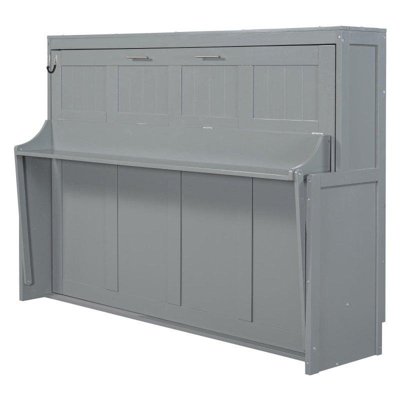Gri Çam Ağacı ve MDF Dahili Masalı Hidrolik Mekanizmalı Duvar Yatağı - 212x154 cm - 266714