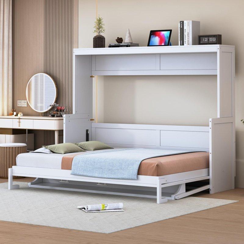 Gri Çam Ağacı ve MDF Masalı Hidrolik Çift Kişilik Duvar Yatağı - 212x154 cm - 266722
