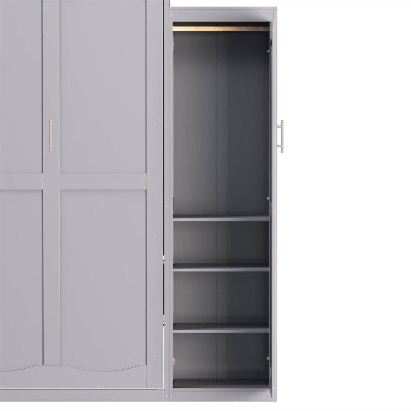 Gri Çam ve MDF İki Gardıroplu Katlanır Duvar Yatağı - 263075