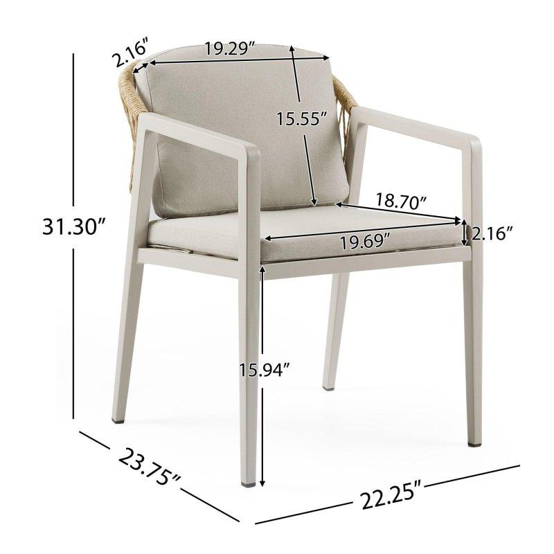 Gri Demir Su Geçirmez Minderli 2li Set PE Rattan Sandalye - 252082
