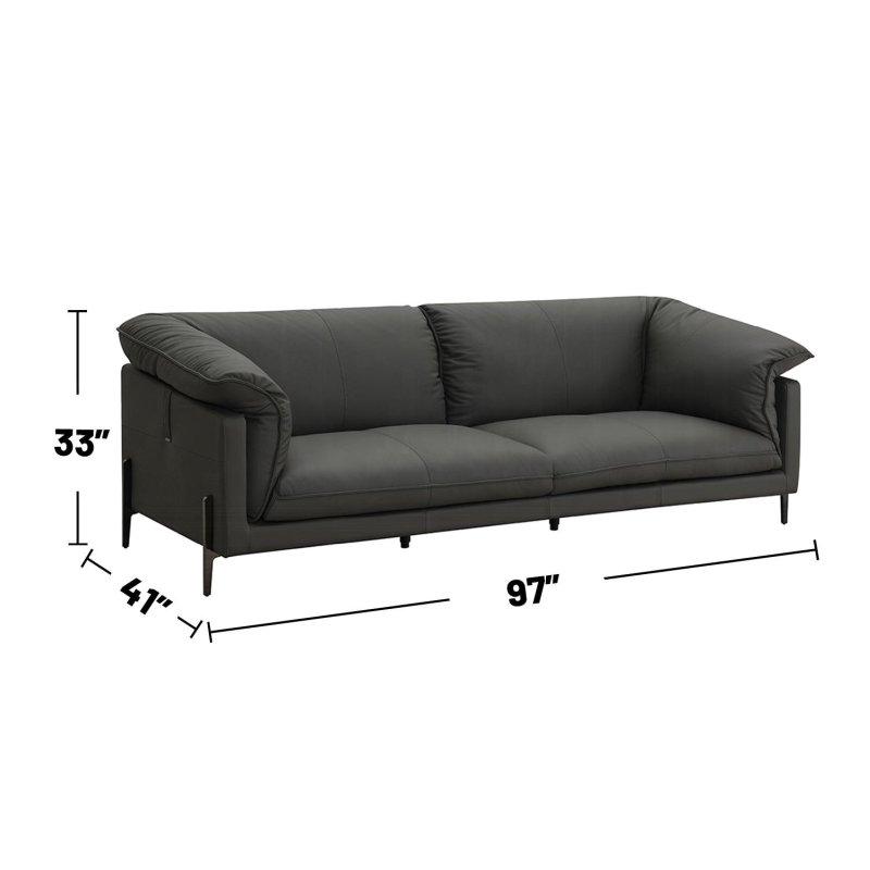 Gri Deri ve Masif Ahşap Metal Ayaklı Bohem Koltuk - 247x105x84 cm - 287156