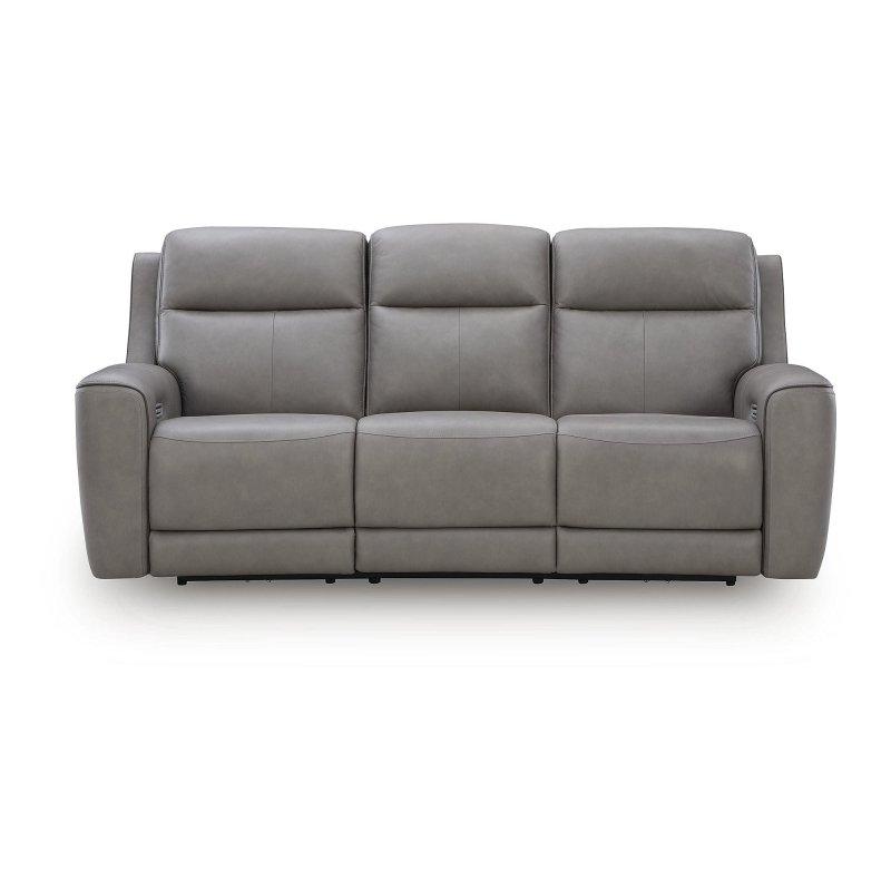 Gri Deri ve Suni Deri Masajlı Isıtmalı Elektrikli Mekanizmalı Bohem Koltuk - 227x105x110 cm - 294246