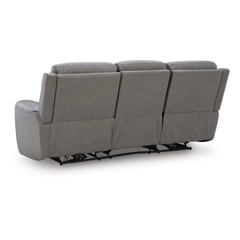 Gri Deri ve Suni Deri Masajlı Isıtmalı Elektrikli Mekanizmalı Bohem Koltuk - 227x105x110 cm - 294246