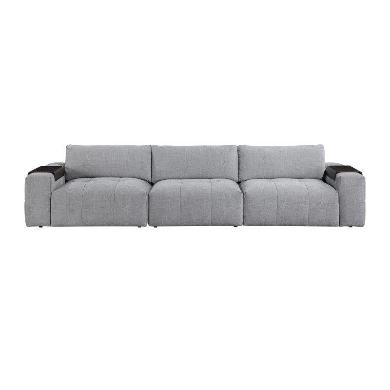 Gri Dokulu Kumaş Kapitoneli Ahşap Tepsili Kolçaklı Bohem Koltuk - 392 cm - 293140