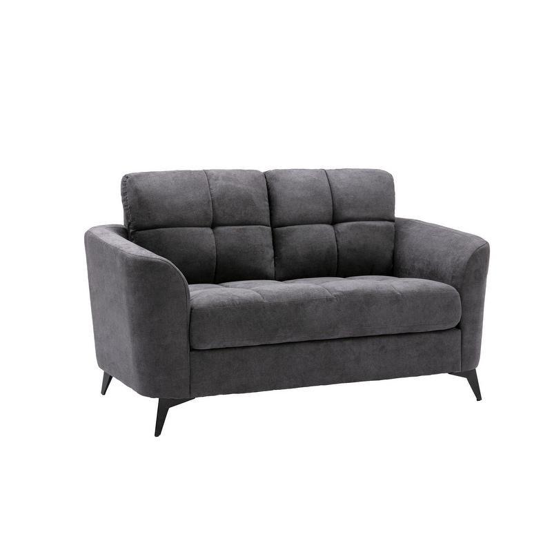 Gri Dokuma Kumaş Metal Ayaklı Kapitoneli Paket Yaylı Bohem Koltuk - 153 cm - 289084