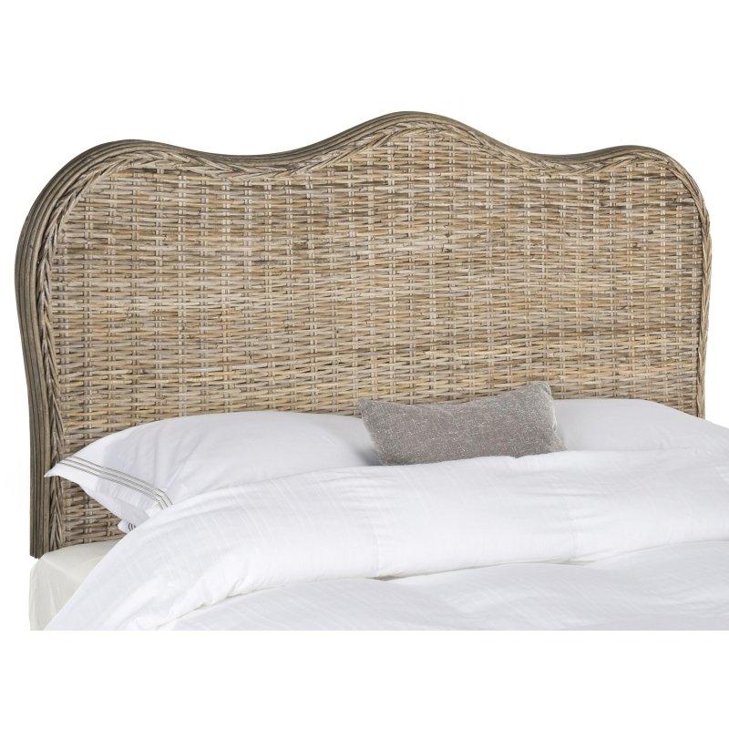 Gri Dokuma Rattan ve Ahşap Queen Yatak Başlığı - 334981