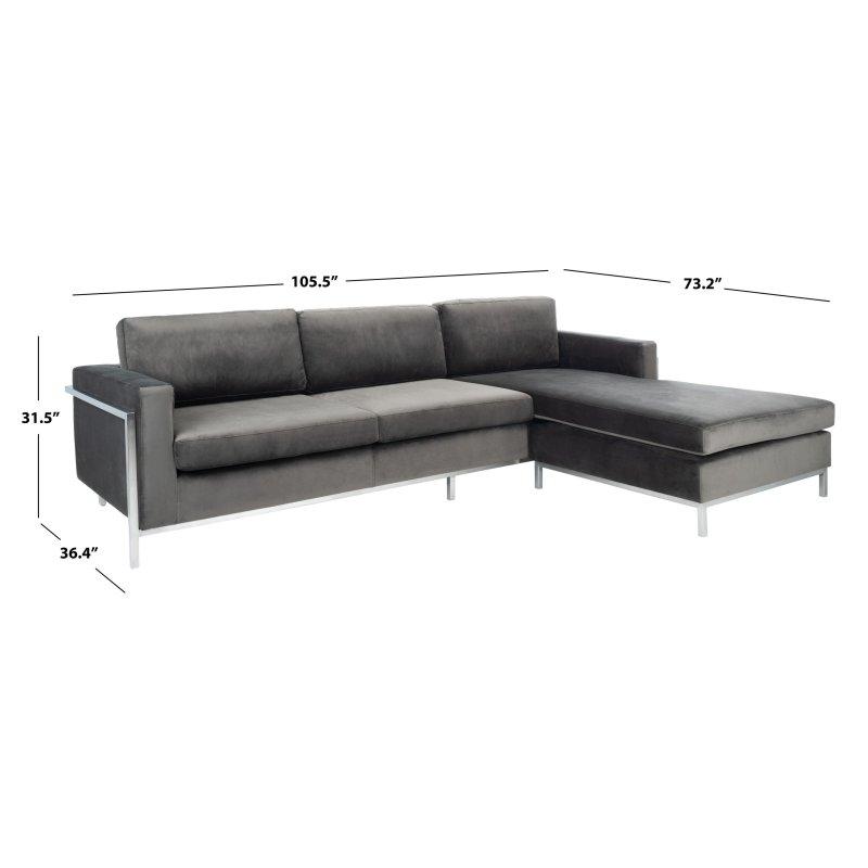 Gri Fırçalanmış Paslanmaz Çelik Ayaklı Modern Sağ Köşe Koltuk - 270x94 cm - 257539