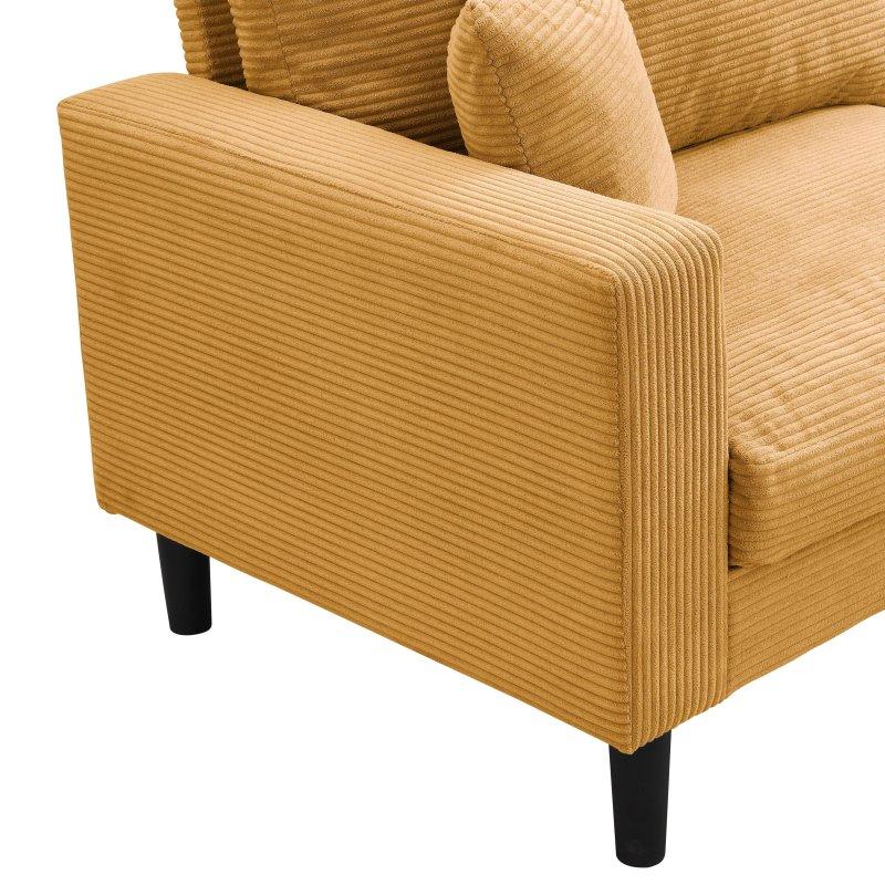 Gri Fitilli Kadife Kumaş 3 Kişilik Yastıklı Bohem Koltuk - 188 cm - 279856