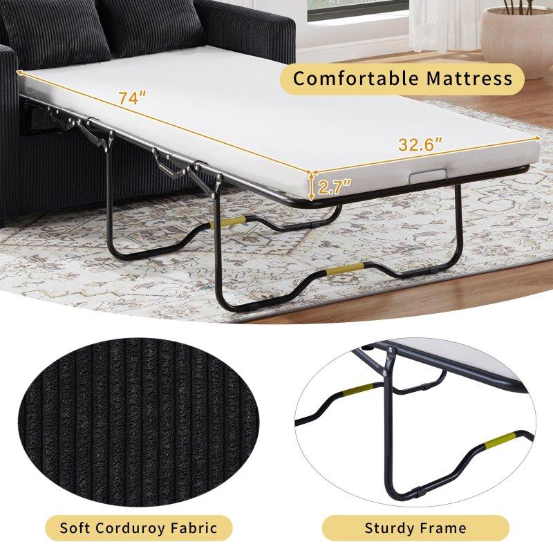 Gri Fitilli Kadife USB Portlu ve Yan Sehpalı Yataklı Bohem Koltuk - 120 cm - 278985
