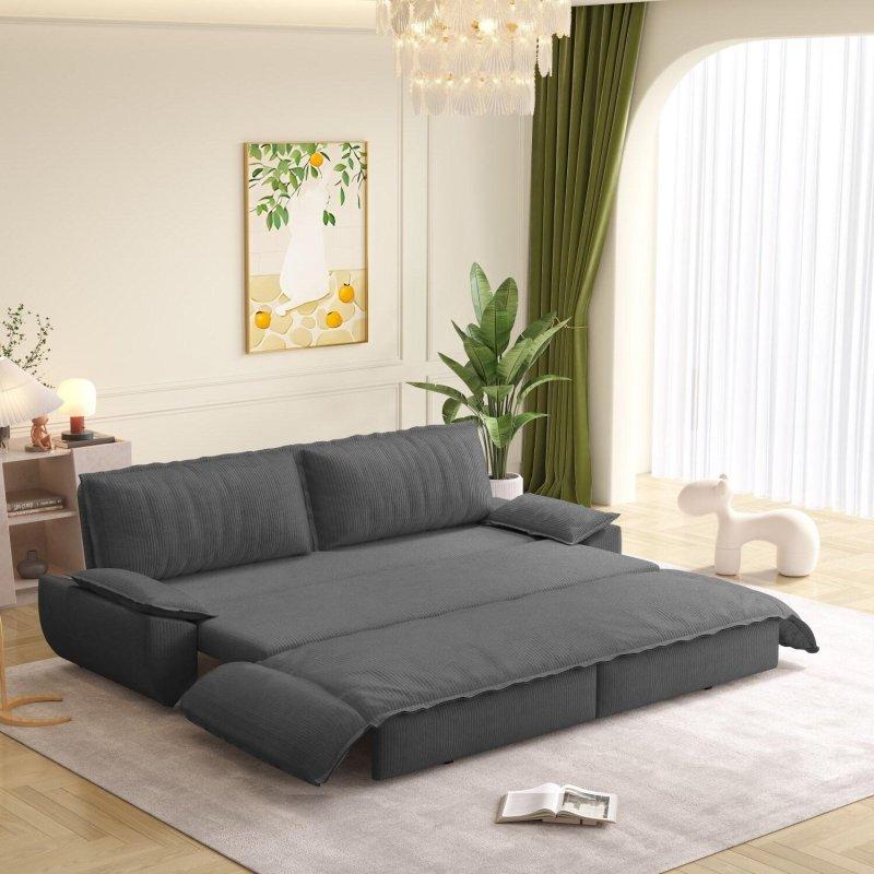 Gri Fitilli Kadife Yataklı Bohem Koltuk - 186 cm - 281110