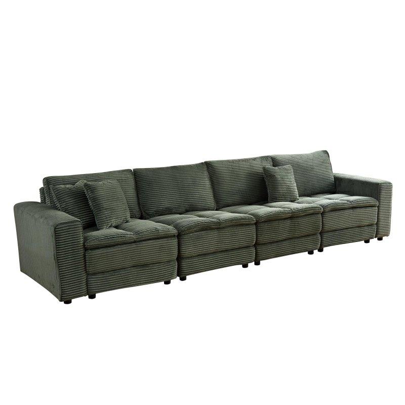 Gri Fitilli Kadife Yataklı Modüler Köşe Koltuk - 353x277 cm - 257097