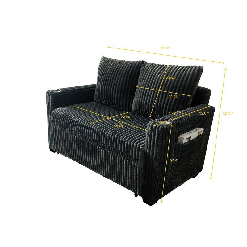 Gri Fitilli Kumaş USB Portlu Yataklı Bohem Koltuk - 226 cm - 282252