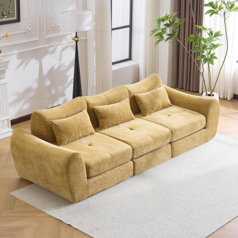 Gri Flanel Kumaş Modüler Yatağa Dönüşebilir Bohem Koltuk - 278459