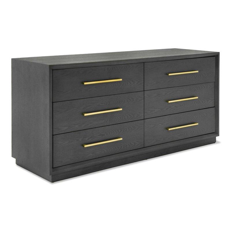Gri Gold Kulplu Ahşap 6 Çekmeceli Şifonyer - 173x82x51 cm - 303461