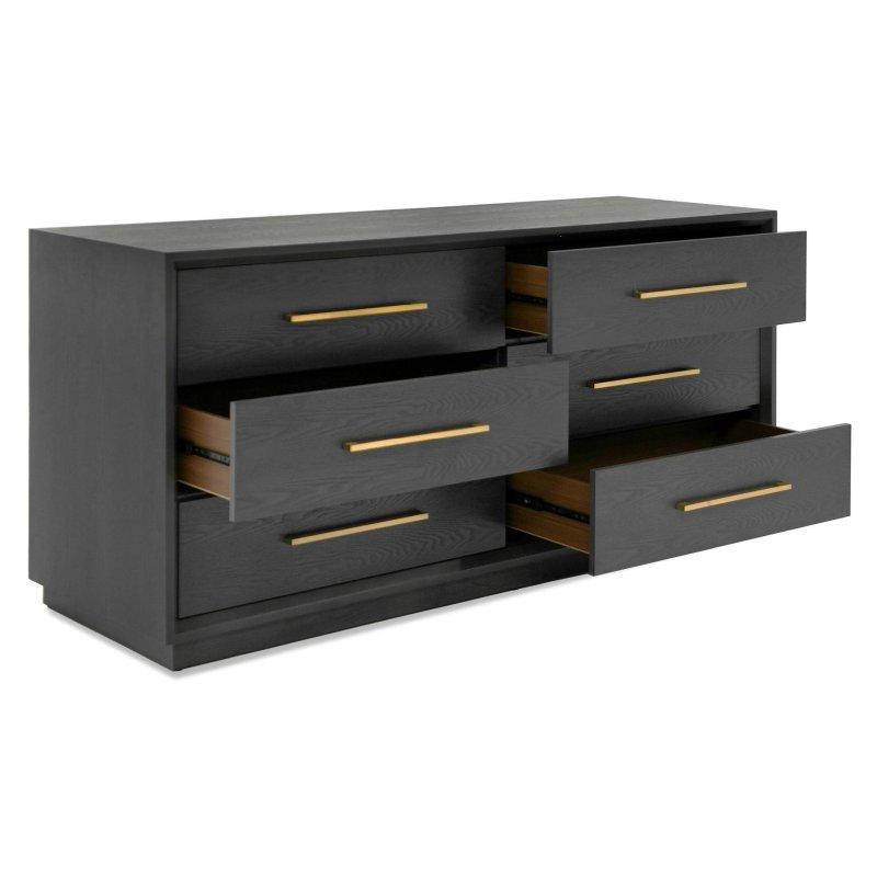 Gri Gold Kulplu Ahşap 6 Çekmeceli Şifonyer - 173x82x51 cm - 303461