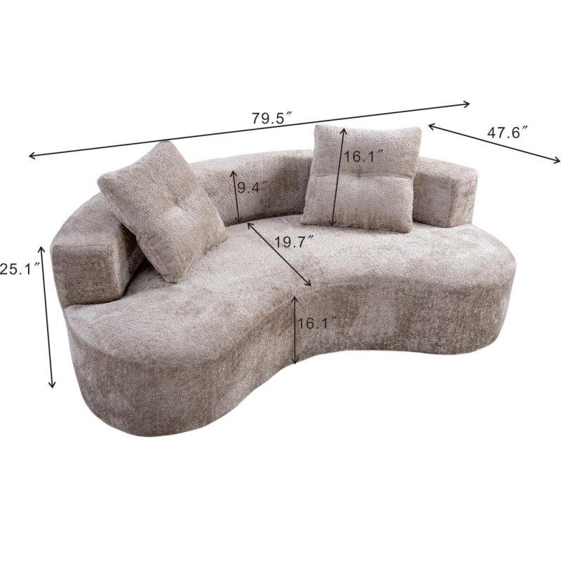 Gri İskeletsiz Buklet Kumaş 2 Yastıklı 3 Kişilik Bohem Koltuk - 202 cm - 281674