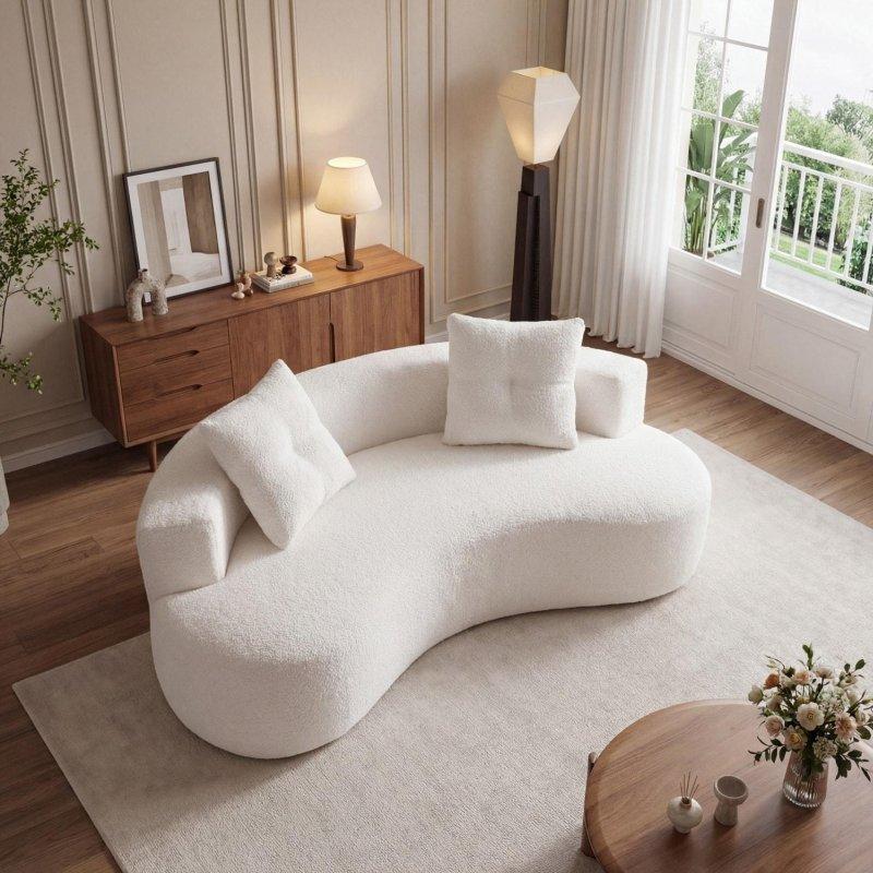 Gri İskeletsiz Buklet Kumaş 2 Yastıklı 3 Kişilik Bohem Koltuk - 202 cm - 281674