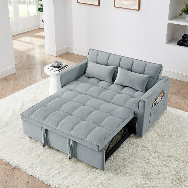 Gri Kadife Ahşap Yataklı Ayarlanabilir Sırtlı Bohem Koltuk - 141 cm - 289755