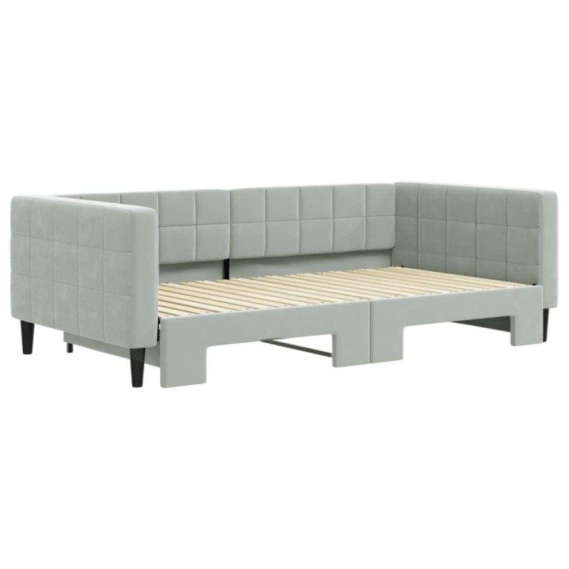 Gri Kadife Döşemeli Fonksiyonel Daybed Karyola - 330088