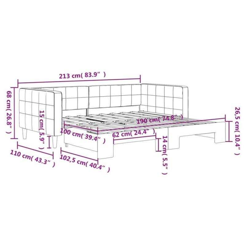 Gri Kadife Döşemeli Fonksiyonel Daybed Karyola - 330088