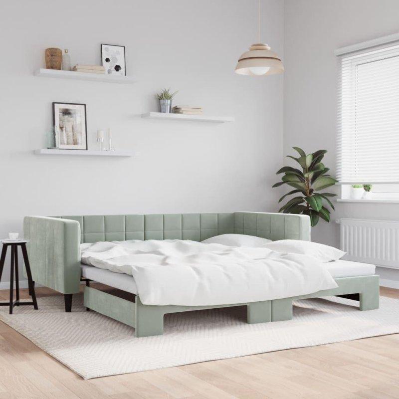 Gri Kadife Döşemeli Fonksiyonel Daybed Karyola - 330088 Gri Kadife Döşemeli Fonksiyonel Daybed Karyola - 330088