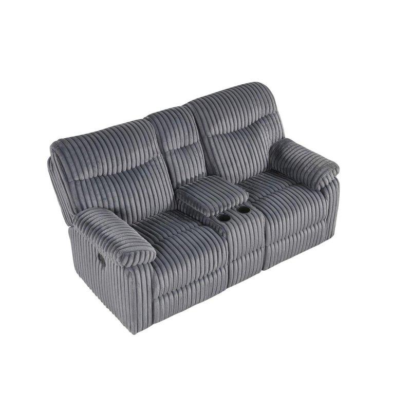 Gri Kadife Konsollu Yastık Kollu Mekanizmalı Bohem Koltuk - 186 cm - 287455