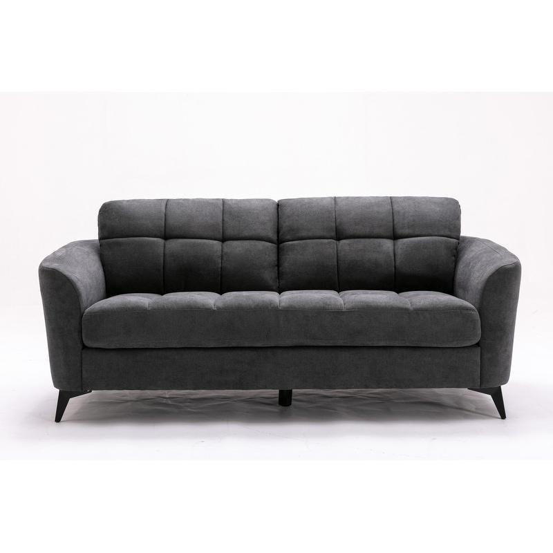 Gri Kadife Kumaş Metal Ayaklı Kapitoneli Sırtlı Bohem Koltuk - 201 cm - 288731