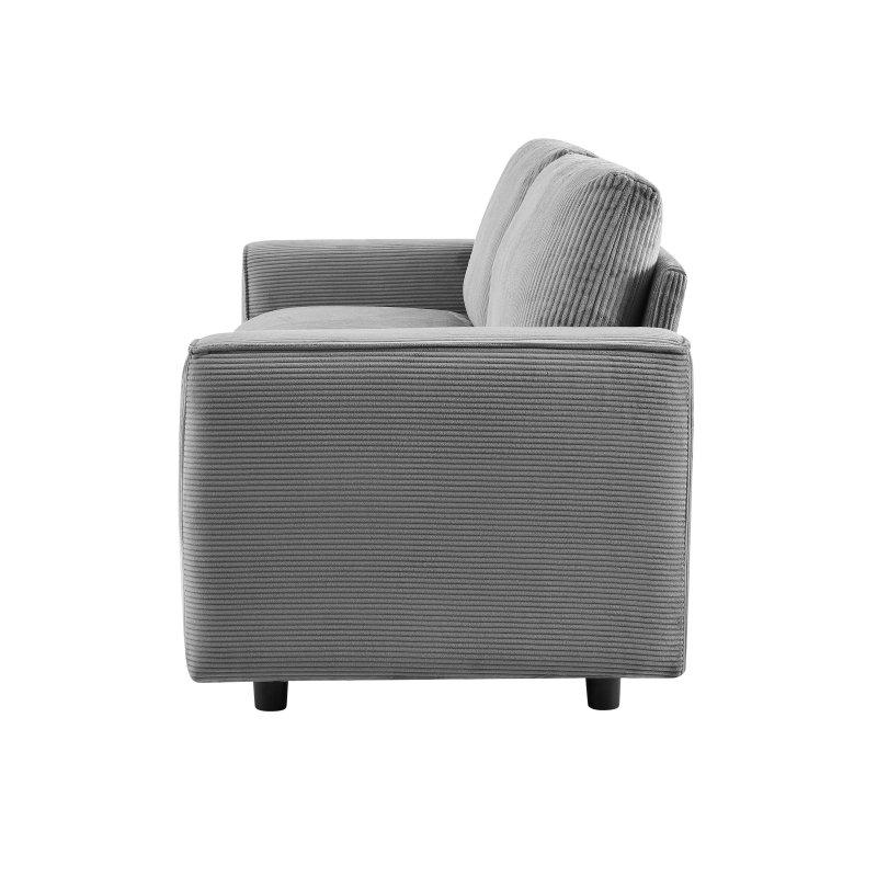 Gri Kadife Kumaş Minimalist Tasarımlı 2 Kişilik Bohem Koltuk - 168 cm - 293122