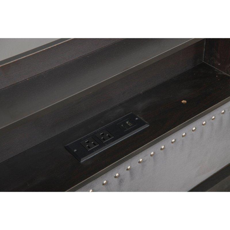 Gri Kadife MDF Metal Yavru Yataklı LED Işıklı Şarj İstasyonlu Daybed Karyola - 204x118x87 cm - 330077