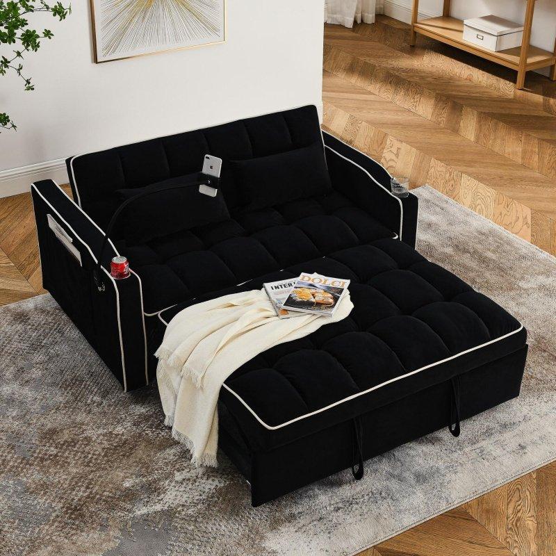 Gri Kadife USB Portlu Yataklı Bohem Koltuk - 141 cm - 288941