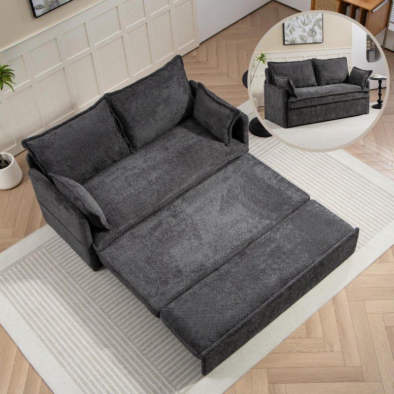 Gri Kadife USB Şarjlı Yataklı Yan Cepli Bohem Koltuk - 200x152x85 cm - 281208