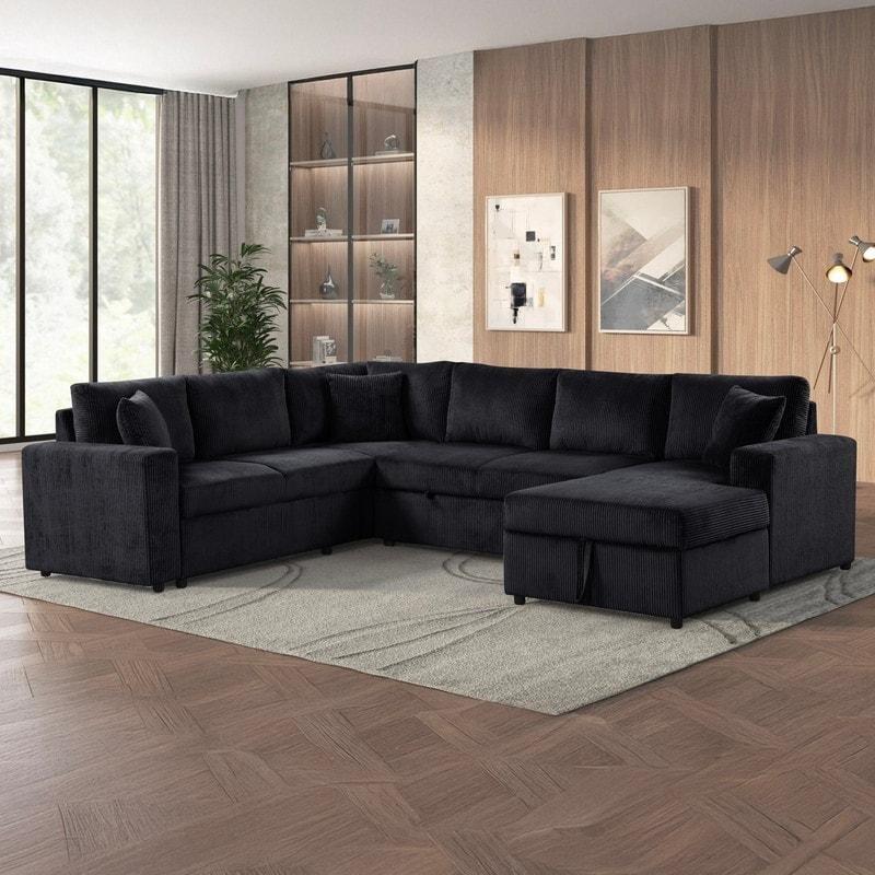 Gri Kadife Yataklı Sandıklı U Şeklinde Köşe Koltuk - 313 cm - 258992