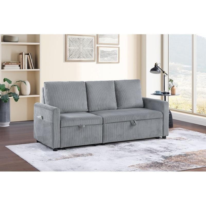 Gri Kadife Yataklı Sandıklı Yan Cepli Bohem Koltuk - 178 cm - 294102