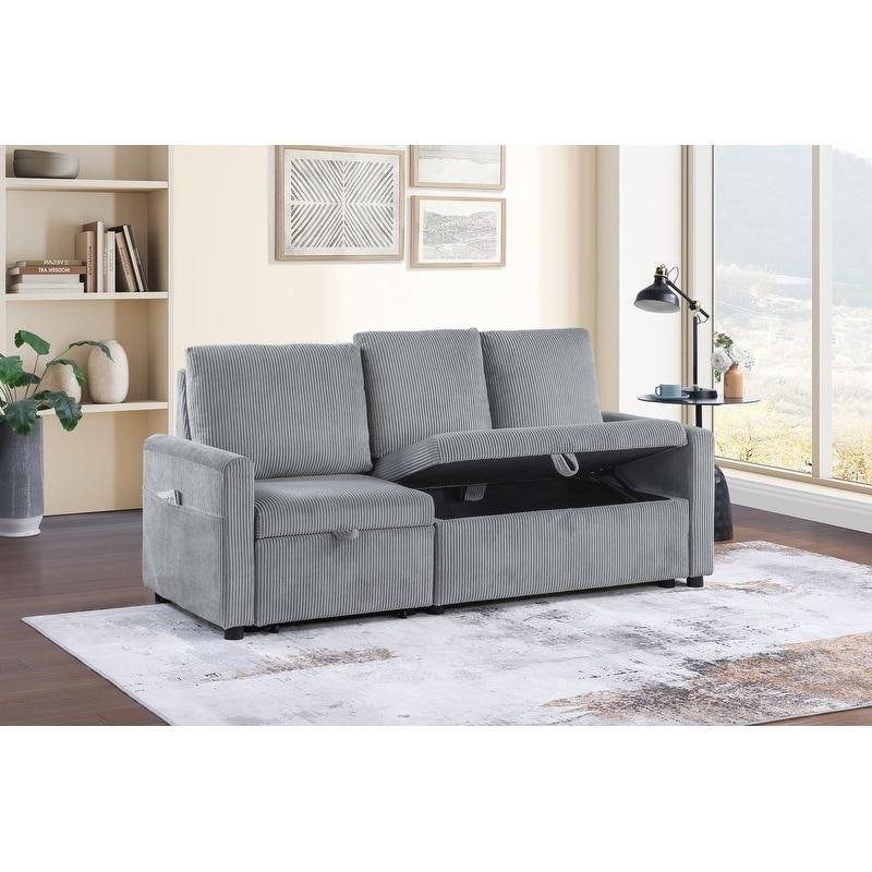 Gri Kadife Yataklı Sandıklı Yan Cepli Bohem Koltuk - 178 cm - 294102