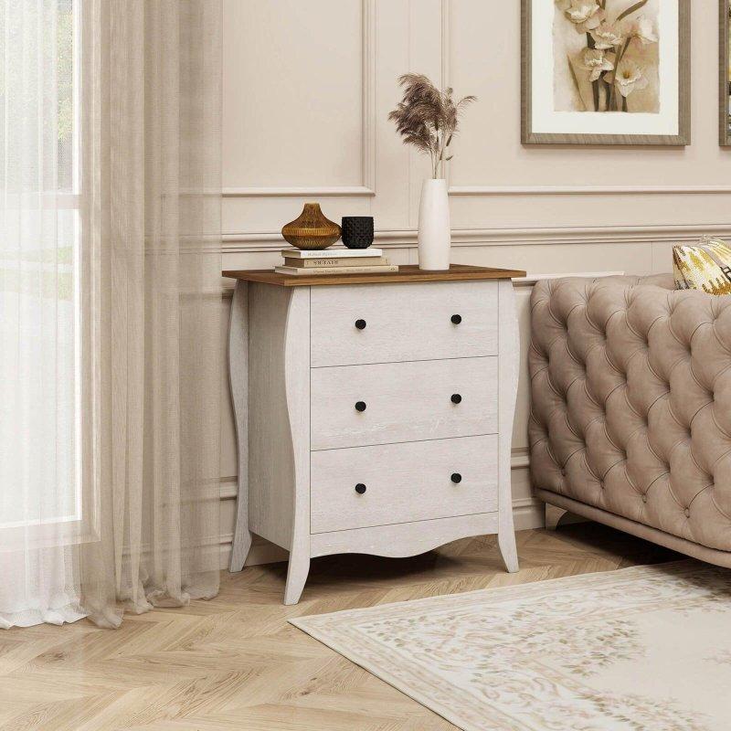 Gri Kahverengi Ahşap ve Kumaş 3 Çekmeceli Şifonyer - 77 cm - 295530