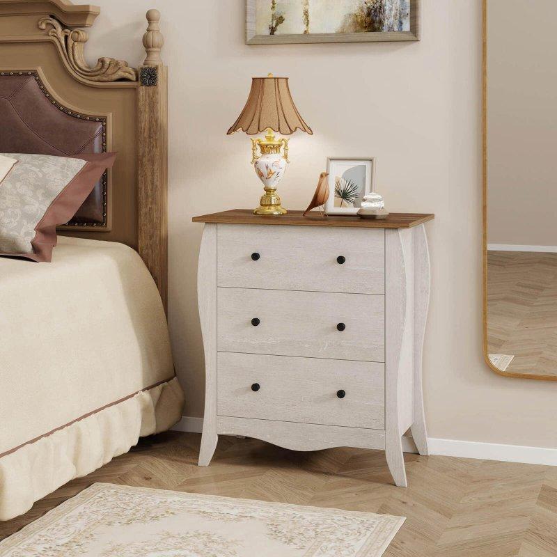 Gri Kahverengi Ahşap ve Kumaş 3 Çekmeceli Şifonyer - 77 cm - 295530
