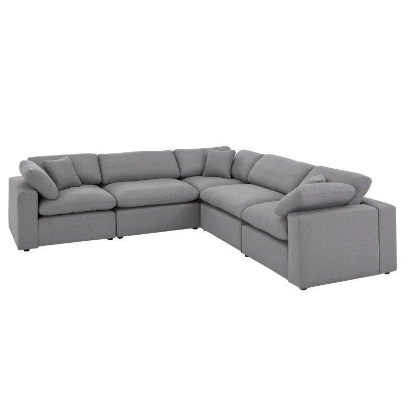 Gri Keten Kumaş Modüler 5 Kişilik L Şekilli Köşe Koltuk - 305x305 cm - 257115