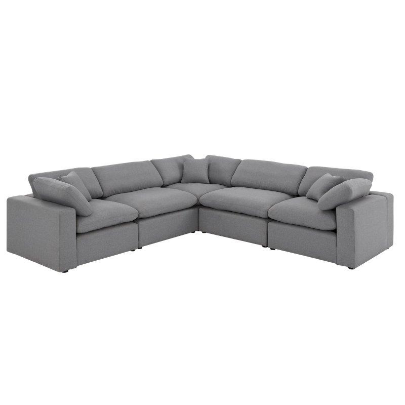 Gri Keten Kumaş Modüler 5 Kişilik L Şekilli Köşe Koltuk - 305x305 cm - 257115