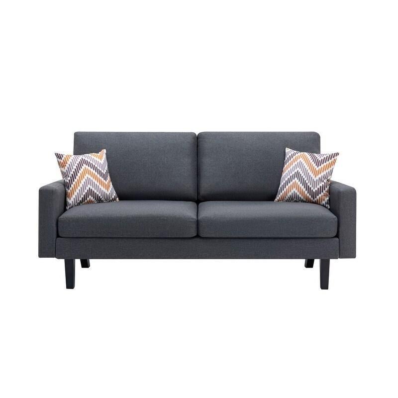 Gri Keten MDF 3 Kişilik Yastıklı Sırt Bohem Koltuk - 178 cm - 293872