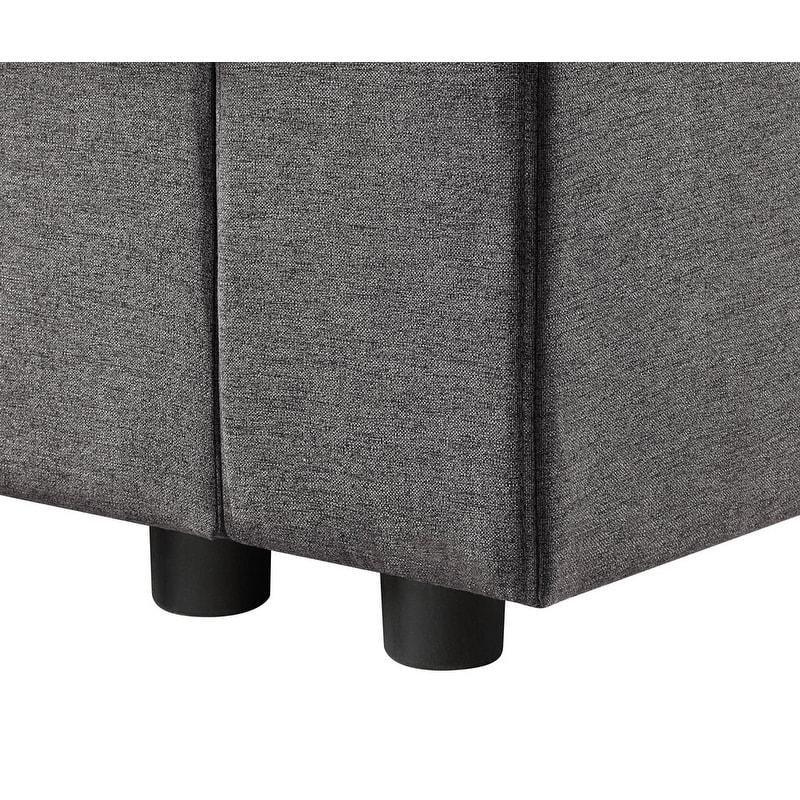 Gri Keten U Şekilli Modüler 7 Kişilik Cepli Köşe Koltuk - 370x237 cm - 256556