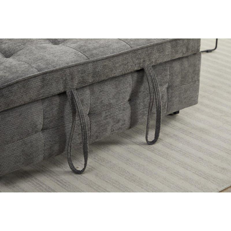 Gri Keten USB Şarjlı Yataklı Bohem Koltuk - 119x71x88 cm - 281551
