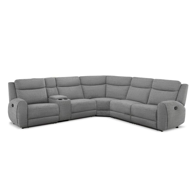 Gri Kumaş Ahşap Mekanizmalı Konsollu Bardaklıklı Köşe Koltuk - 331x298 cm - 256701