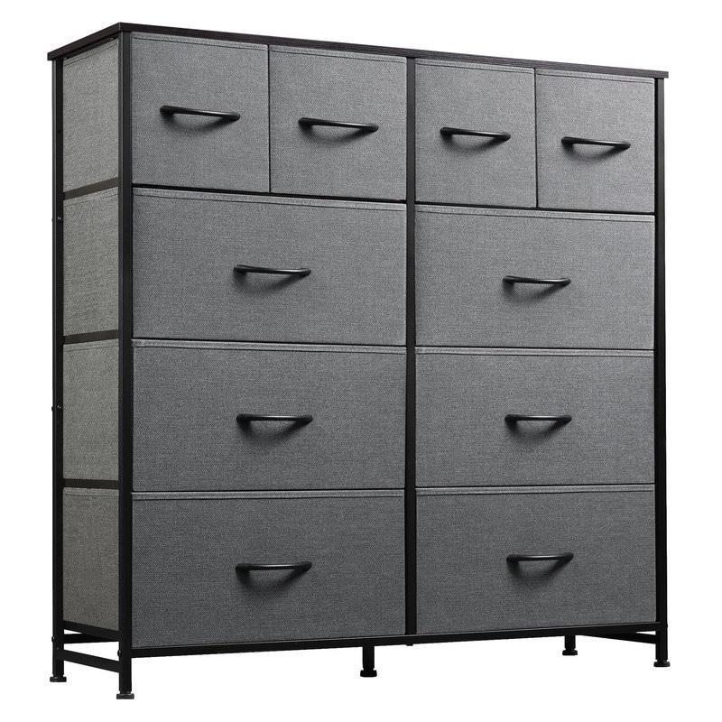 Gri Kumaş Çekmeceli Çelik İskeletli 10 Çekmeceli Modern Şifonyer - 101x101 cm - 307081