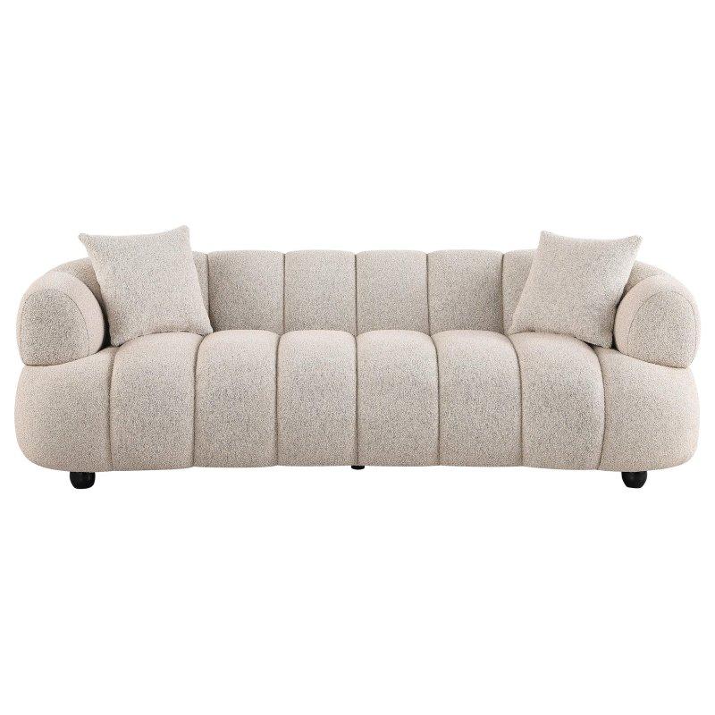 Gri Kumaş Dikey Kanallı Yuvarlak Kollu Bohem Koltuk - 225 cm - 282826