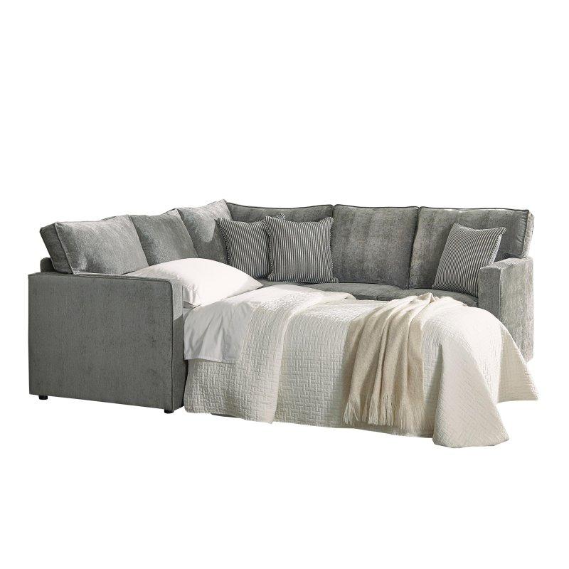 Gri Kumaş El Yapımı Yataklı Köşe Koltuk - 219x218 cm - 256248