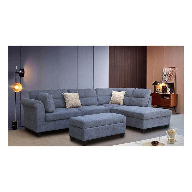 Gri Kumaş Kapitoneli Sağ Köşe Sandıklı Puflu Köşe Koltuk - 254 cm - 260407 Gri Kumaş Kapitoneli Sağ Köşe Sandıklı Puflu Köşe Koltuk - 254 cm - 260407